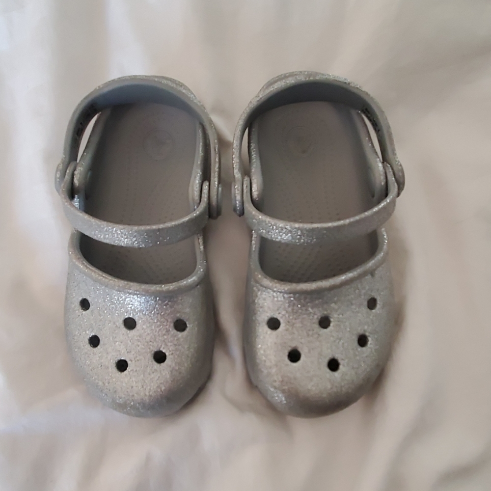 Silver Sparkle Crocs C9
